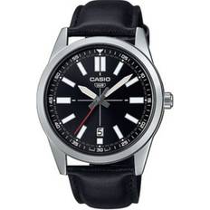 Casio mtp-vd02l-1e black leather analog minimalist design