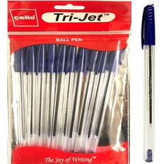 Cello Pack Of 10 Trijet Ballpoint Writing Pens Trijet Blue Ink