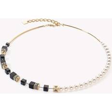 Chains Necklaces Coeur de Lion Graduated GEOCUBE Necklace Black Gold Crystal Pearl