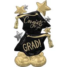 Anagram Decorations Graduation AirLoonz Congrats Air-filled Foil Stars Balloon Black/Gold