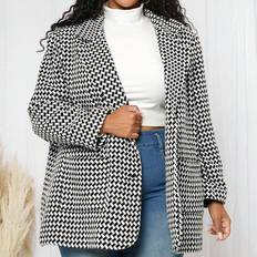 Loose Blazers Shein Plus Allover Print Lapel Neck Blazer