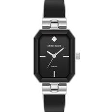 Anne Klein Enamel Alloy Watch, 24mm x 37.5mm Black, Silver-Tone