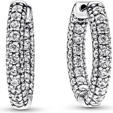 Pandora Timeless Pavé Single Row Hoop Earrings - Silver/Transparent