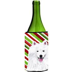Multicoloured Bottle Coolers CoolCookware American Eskimo Candy Cane Holiday Christmas Bottle Cooler