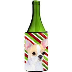 Multicoloured Bottle Coolers CoolCookware Chihuahua Candy Cane Holiday Christmas Bottle Cooler