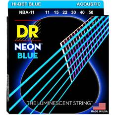 DR Strings Hi-Def NEON Blue Coated Medium-Lite Acoustic Guitar 11-50