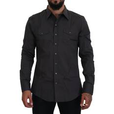 Dolce & Gabbana Sicilia Slim Fit Stretch Dress Men's Shirt - Gray