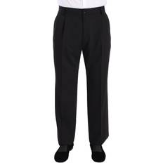 Men - XXXS Trousers Dolce & Gabbana Black Wool Formal Tuxedo Trouser Dress Pants IT50