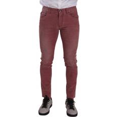 Men - Pink Jeans Dolce & Gabbana Pink Corduroy Cotton Skinny Men Denim Jeans IT48