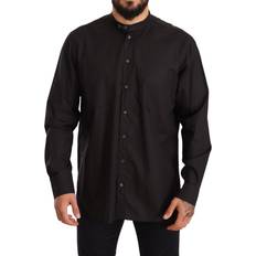 Men - XXXS Shirts Dolce & Gabbana Black 100% Cotton Formal Dress Top Shirt IT41