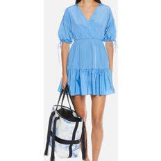 Ted Baker Solid Colours Dresses Ted Baker Suza Wrap-Effect Poplin Mini Dress Blue