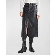 Rag & Bone Sid Faux-Leather Midi Skirt BLACK