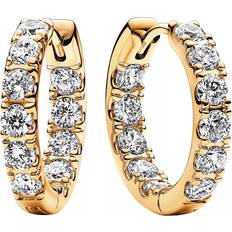 Gold Plated Earrings Pandora Sparkling Row Eternity Hoop Earrings - Gold/Transparent