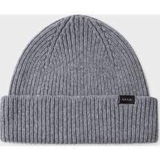 Paul Smith Women Accessories Paul Smith Grey Cashmere-Blend Ribbed Beanie Hat Grey