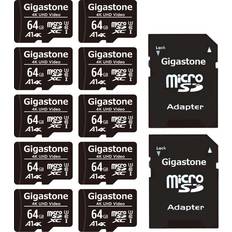 Gigastone 64GB 10-Pack Micro SD Card, 4K UHD Video, Surveillance Security Cam Action Camera Drone Professional, 90MB/s Micro SDXC UHS-I A1 Class 10