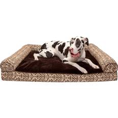 FurHaven Plush & Southwest Kilim Décor Sofa-Style Cooling Gel Foam Dog Bed Desert