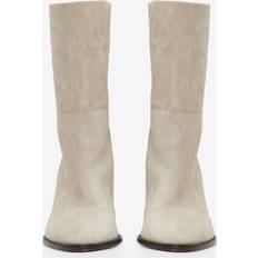 Grey - Women High Boots Isabel Marant Women's Rouxa-GZ Suede Heeled Boots Beige