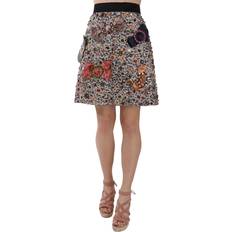 Dolce & Gabbana Silver Crystal Bow High Waist Mini Skirt IT46