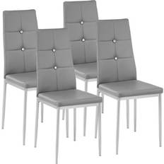 Grey Chairs tectake Julien Cappuccino Grey Kitchen Chair 97cm 4pcs