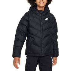 Nike Boys Outerwear Nike Older Kid's Sportswear Jacket with Hood - Black/White (FN7730-010)