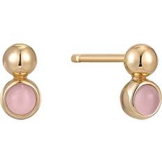 Grey - Women Earrings Ania Haie Gold Orb Rose Quartz Stud Earrings