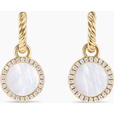 David Yurman Dy Elements Diamond Pave & Mother of Pearl Drop Earrings in 18K Gold White/Gold