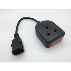 Pro Elec Zexum Economy C14 Male to 13A 1 Gang UK Mains Socket Adapter 0.25 Meter Black
