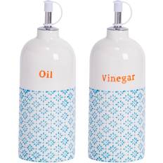 Blue Oil- & Vinegar Dispensers Nicola Spring 2 Hand-Printed Pourer Bottles Oil- & Vinegar Dispenser