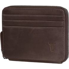 Torro Leather Zipped Coin Purse with Card Holder - Dark