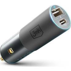 3mk Hyper Car Charger 100W DC12-24 USB-C USB-A, Auto Adapter, Grau, Schwarz