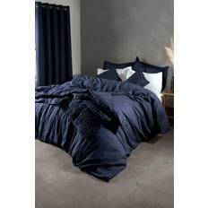 Lazy Linen 'Pure Washed Linen' Quilted Blankets Blue