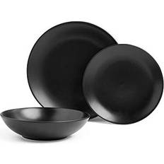 Black Dinner Sets VonHaus VonShef Matte Black Dinner Set 12pcs