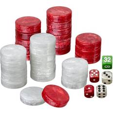 Philos 4107 Backgammon Spielsteine Würfel, groß rot/weiß 34 x 10mm, Kunststoff