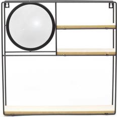 3 Tier Wooden Shelves With Mirror Black Shelving System 40x40cm