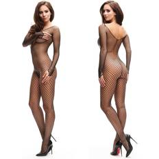 Miss O pen crotch bodystocking schwarz clubwear ouvert catsuit body netz Schwarz S/M/L