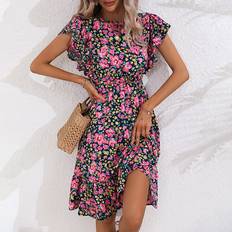 Shein Allover Floral Print Ruffle Hem Dress