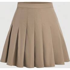 Loose Skirts Shein Pleated Solid Mini Skirt