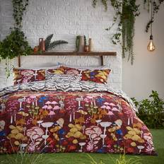 Red Bed Linen Furn Amanita Abstract Mushroom Duvet Cover Red