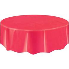 Red Paper Napkins Unique Party Round Red Plastic Tablecloth, 7ft