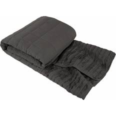 Lazy Linen 'Pure Washed Linen' Quilted Blankets Black