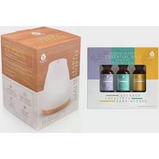 Pursonic Aromatherapy USB Diffuser & Essential Oil Set- Top 3 Oils with 2 Mist Settings Changing Ambient Light Settings, Beige Over