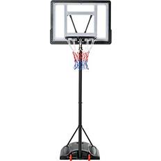 Soozier Basketball Hoop System Stand with Height Adjustable 5.5FT-7.5FT, Portable Wheels, Upgraded Base for Youth Indoor Outdoor Use