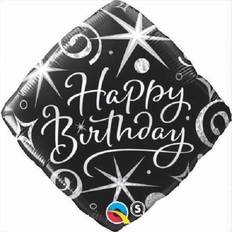 Birthdays Text & Theme Balloons Qualatex Diamond Black Glitz Happy Birthday Balloon