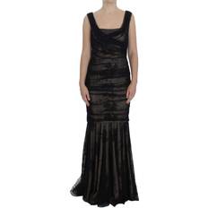 Long Dresses - XXXS Dolce & Gabbana Black Floral Lace Long Bodycon Maxi Dress IT44