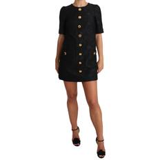 Men - XXXS Dresses Dolce & Gabbana Black Button Embellished Jacquard Mini Dress IT36