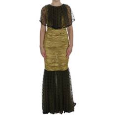 Men - XXXS Dresses Dolce & Gabbana Yellow Black Floral Lace Ricamo Gown Dress IT40