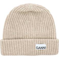 Polyamide Beanies Ganni Oversized Wool Rib Knit Beanie - Brazilian Sand