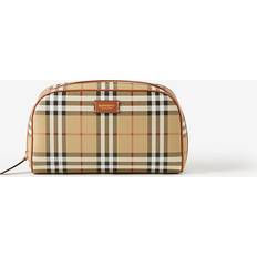 Leather Cosmetic Bags Burberry Medium Check Travel Pouch