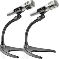 Pyle Universal Adjustable Desktop Microphone Stand Tabletop Mic Holder Mic Stand 8.2 Pair