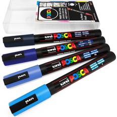 Posca Uni pc-3m art marker paint pens 4 pack wallet blue tones